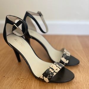 Aldo Ibenama Snakeskin Print Ankle Strap Heels 7.5